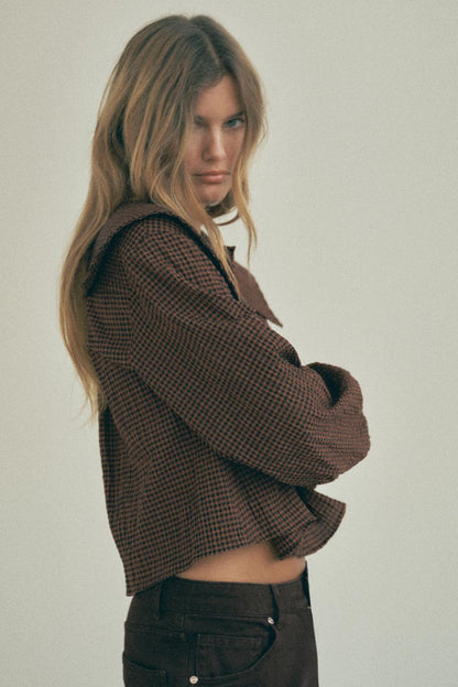 Checked Peter Pan collar shirt