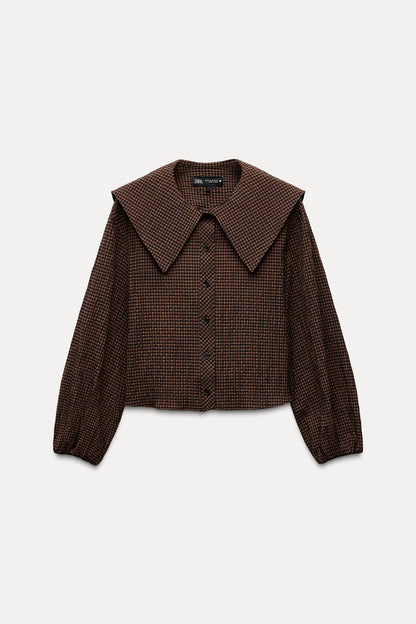 Checked Peter Pan collar shirt