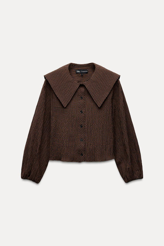 Checked Peter Pan collar shirt