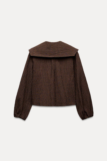 Checked Peter Pan collar shirt