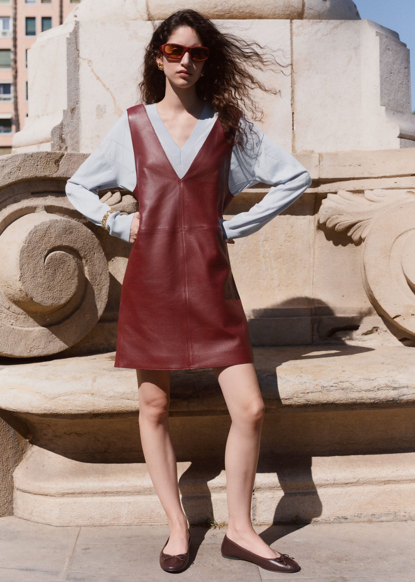 Raw-Edge Leather Dress