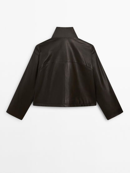 Loose-fitting nappa leather jacket