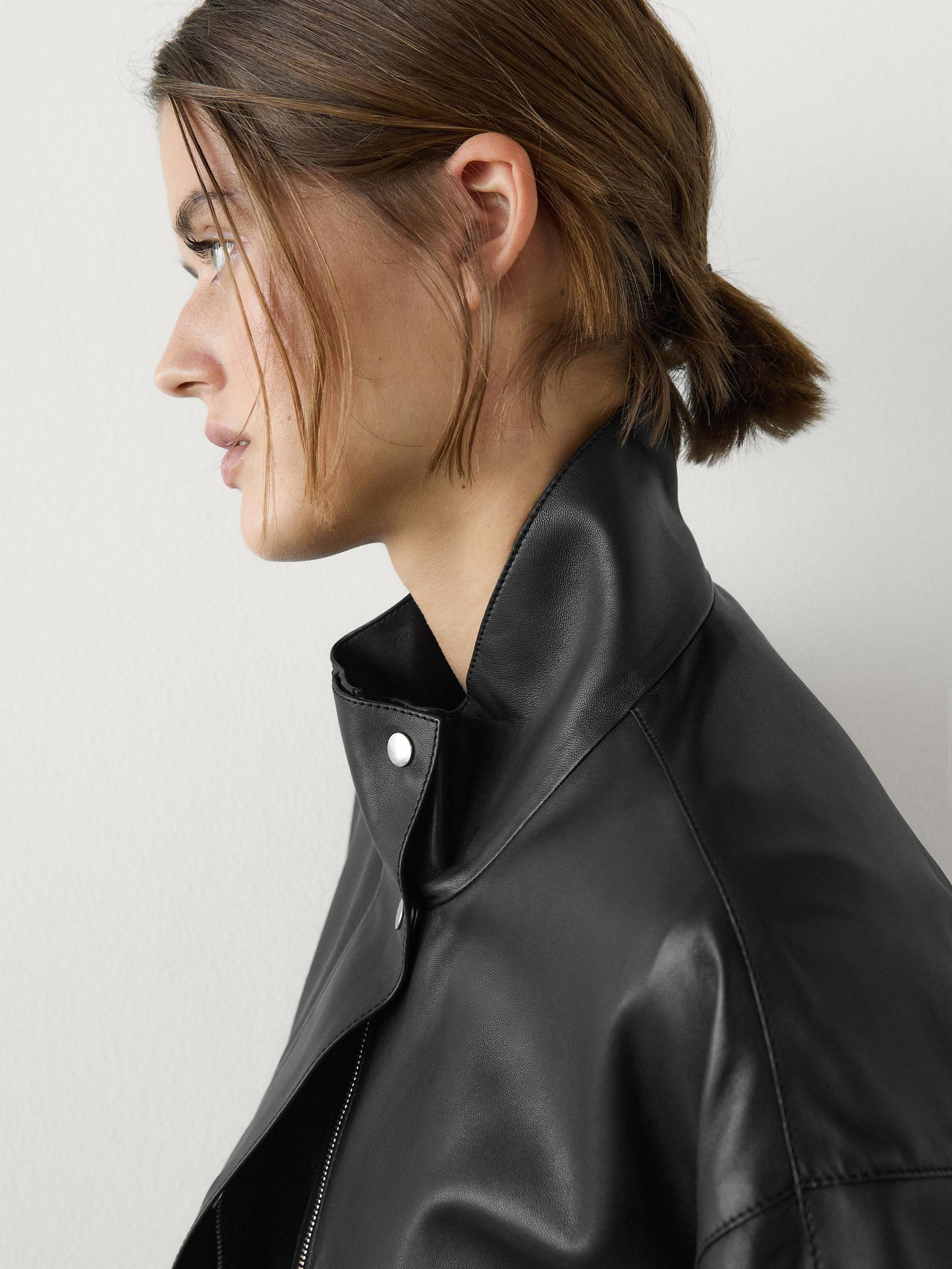 Loose-fitting nappa leather jacket