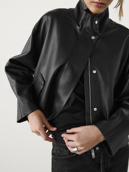 Loose-fitting nappa leather jacket