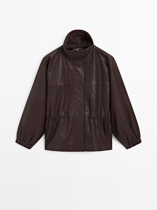 Nappa leather jacket with grainy finish