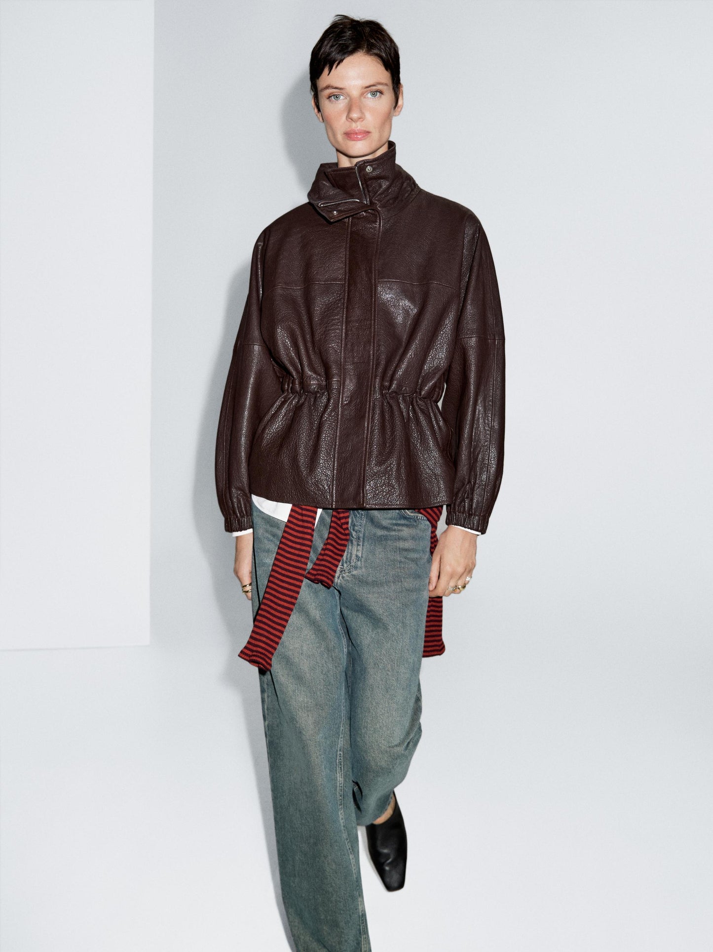 Nappa leather jacket with grainy finish