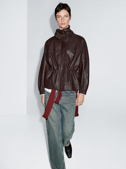Nappa leather jacket with grainy finish