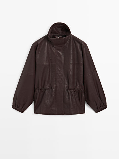 Nappa leather jacket with grainy finish