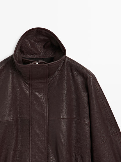 Nappa leather jacket with grainy finish