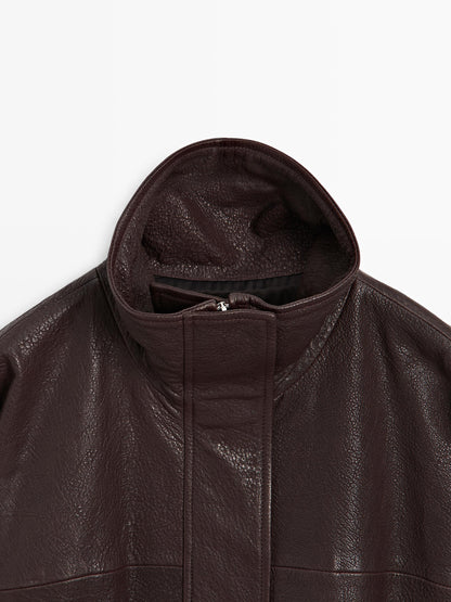Nappa leather jacket with grainy finish