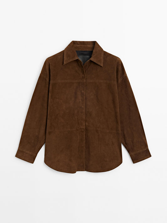 Oversize suede leather shirt