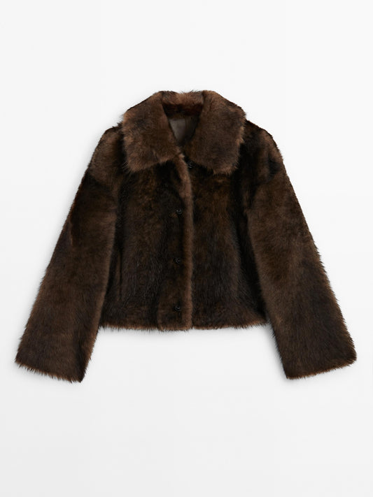Short natural fur coat