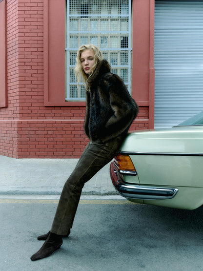 Short natural fur coat