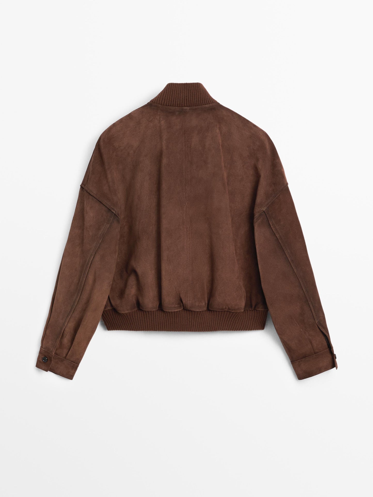 Suede leather bomber jacket with pockets