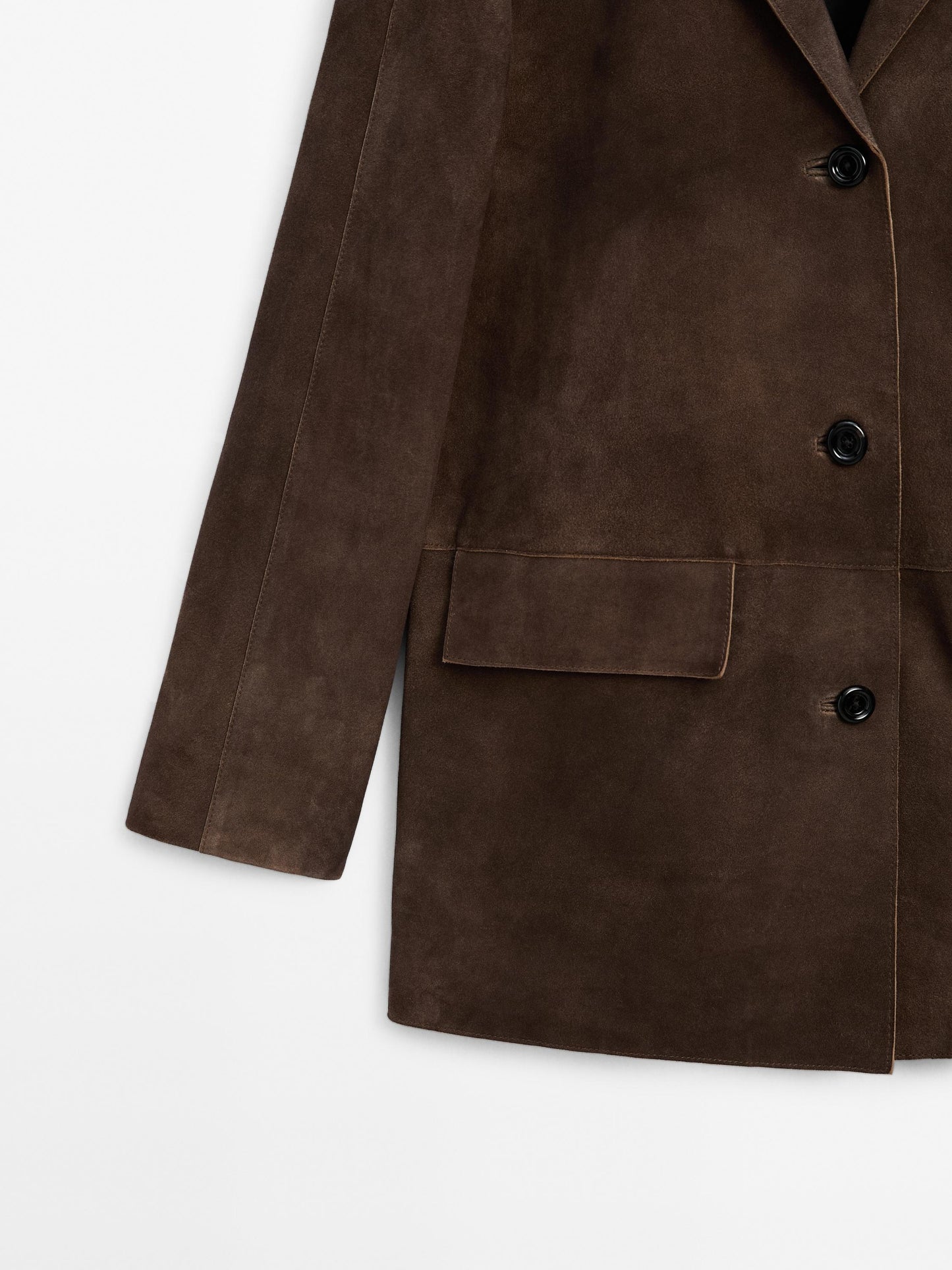 Suede leather blazer with pockets