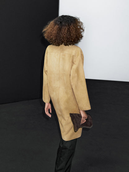 Long suede leather coat