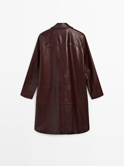 Long nappa leather coat