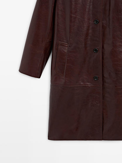 Long nappa leather coat