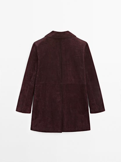 Medium suede leather coat