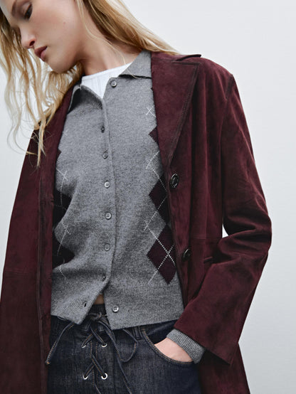 Medium suede leather coat