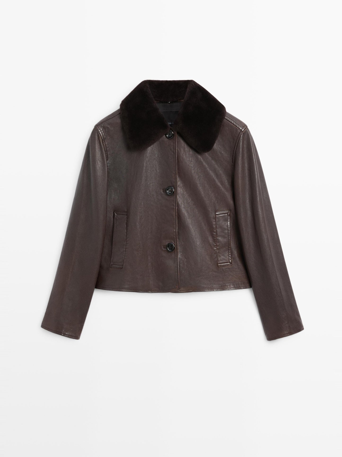 Nappa leather jacket with lambskin collar
