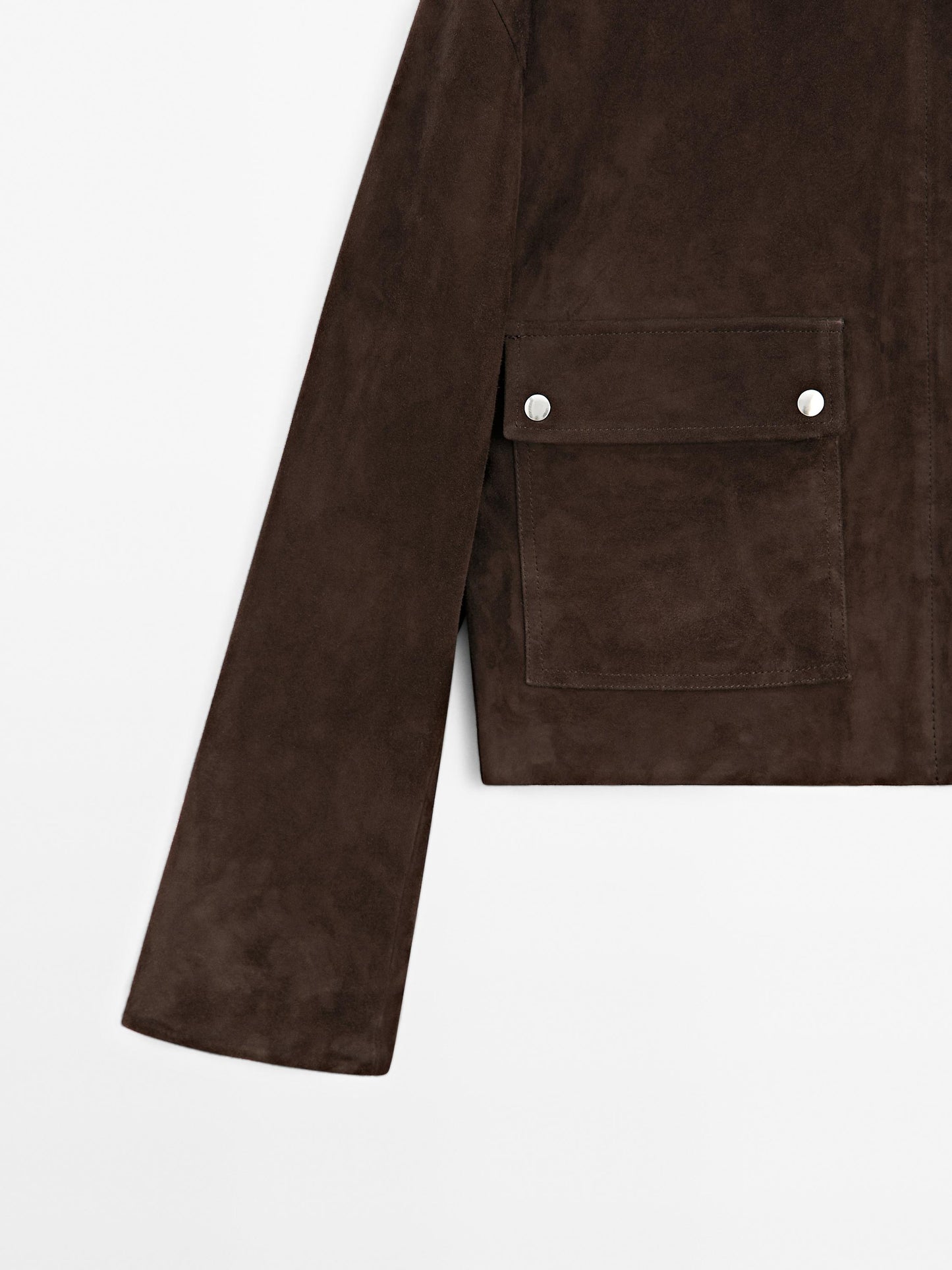 Short suede leather jacket with pockets