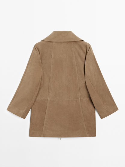 Medium suede leather coat