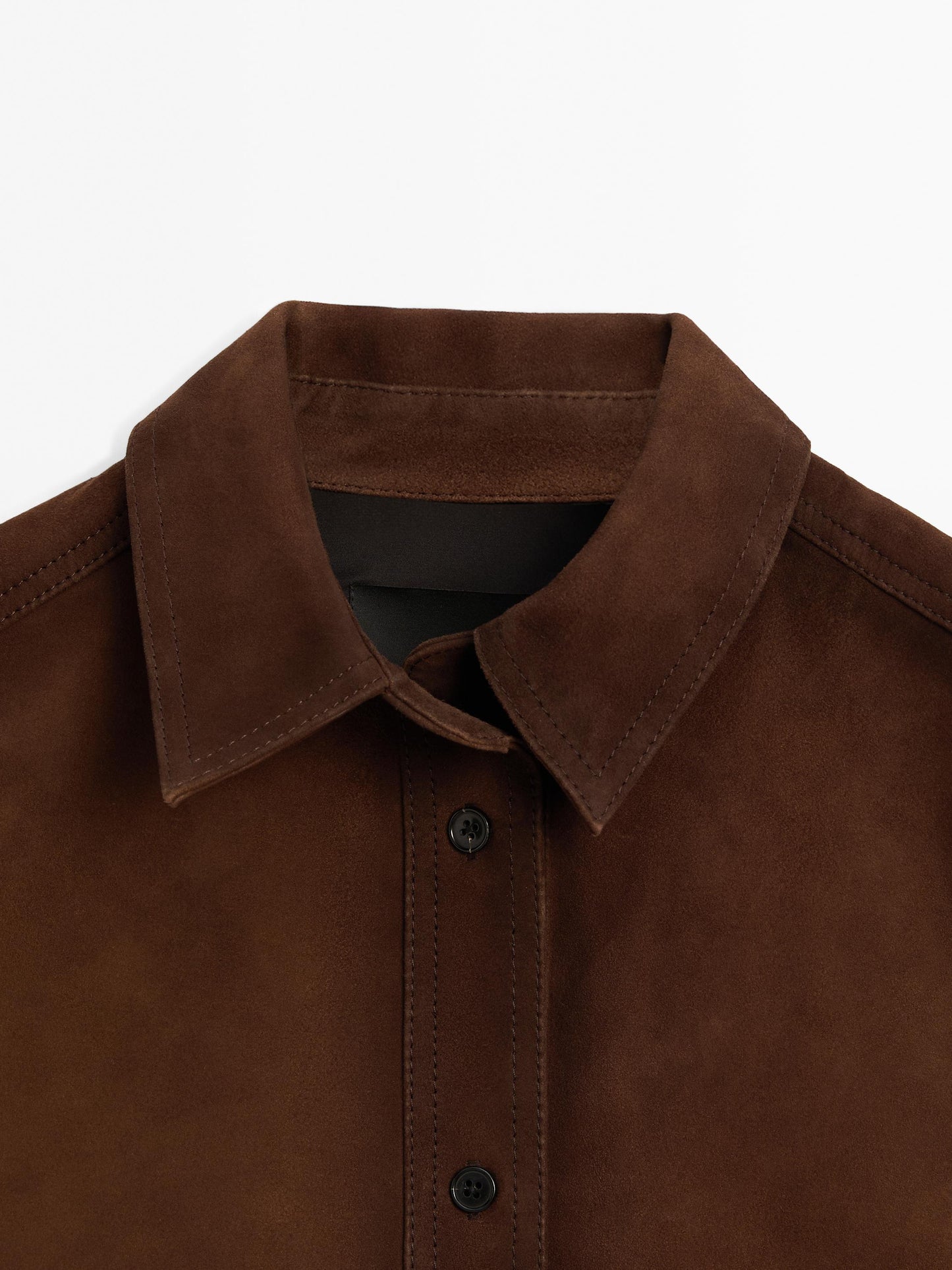 Cropped suede leather shirt