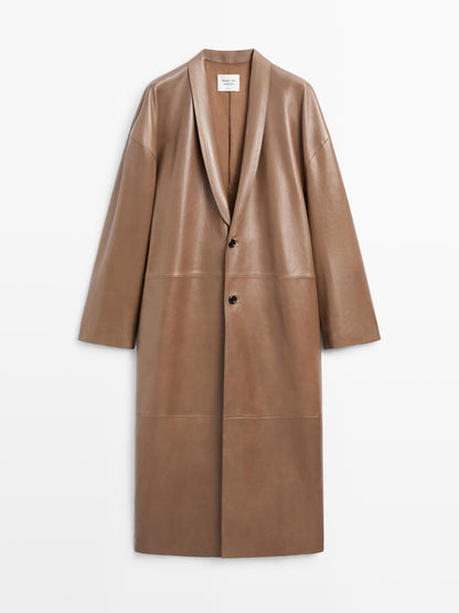 Long nappa leather coat