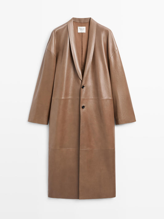 Long nappa leather coat