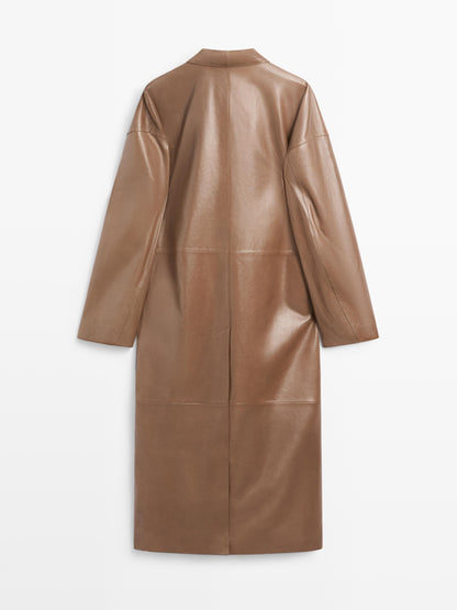 Long nappa leather coat
