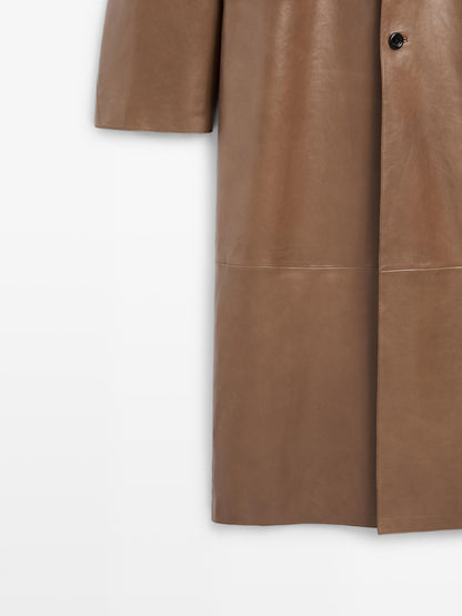 Long nappa leather coat