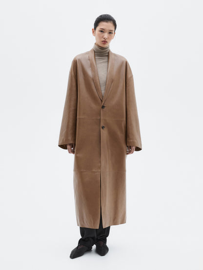Long nappa leather coat
