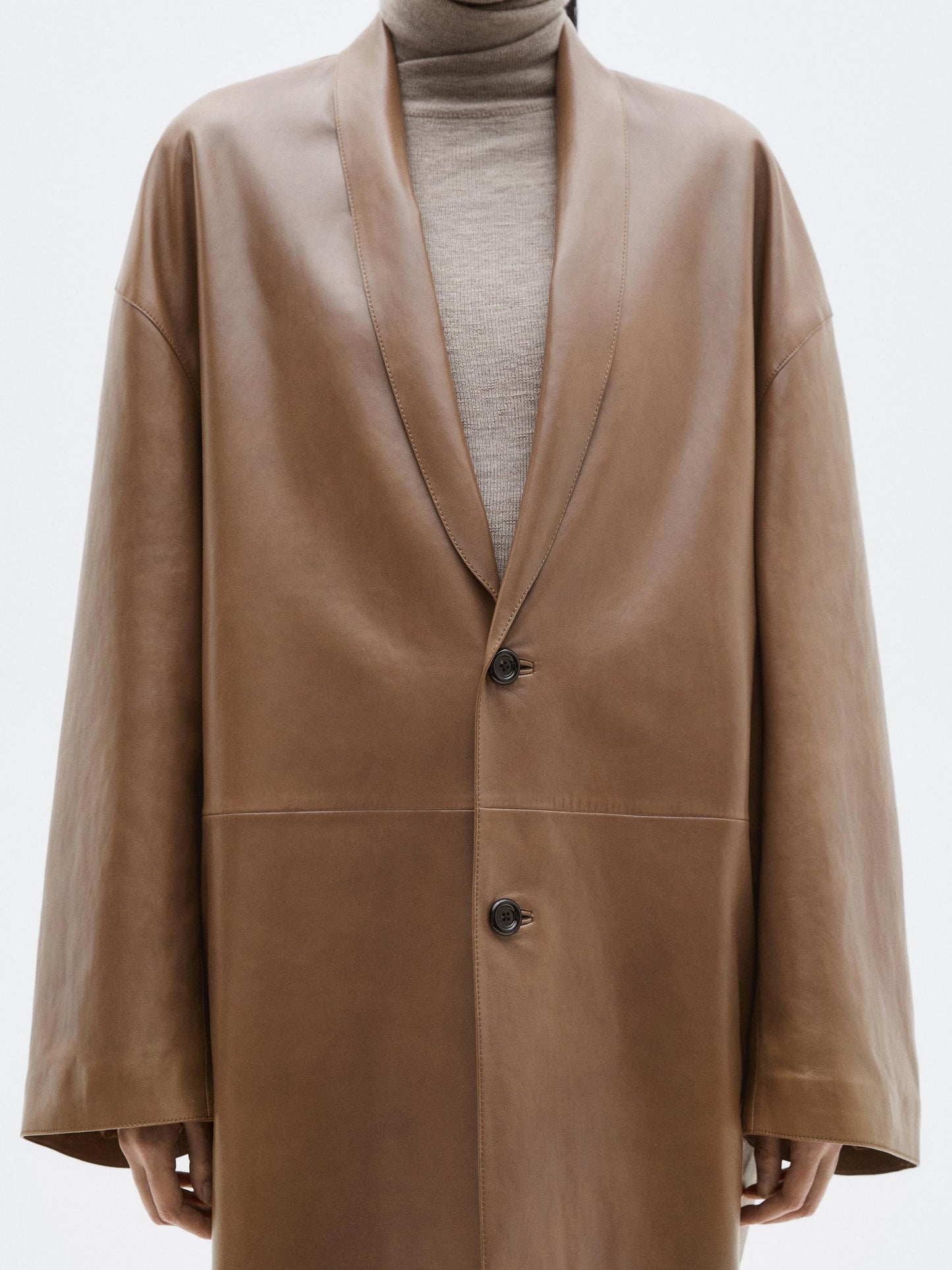 Long nappa leather coat