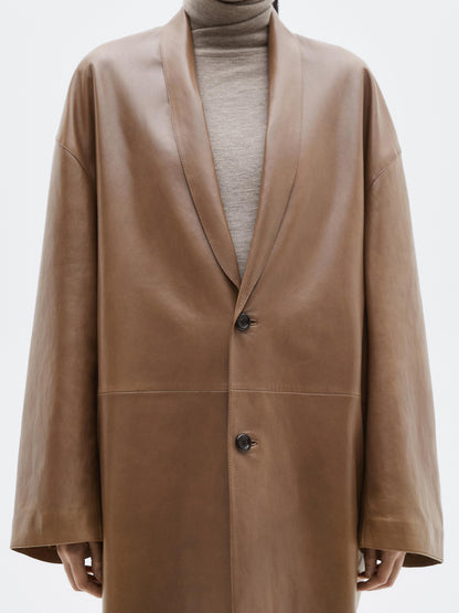 Long nappa leather coat