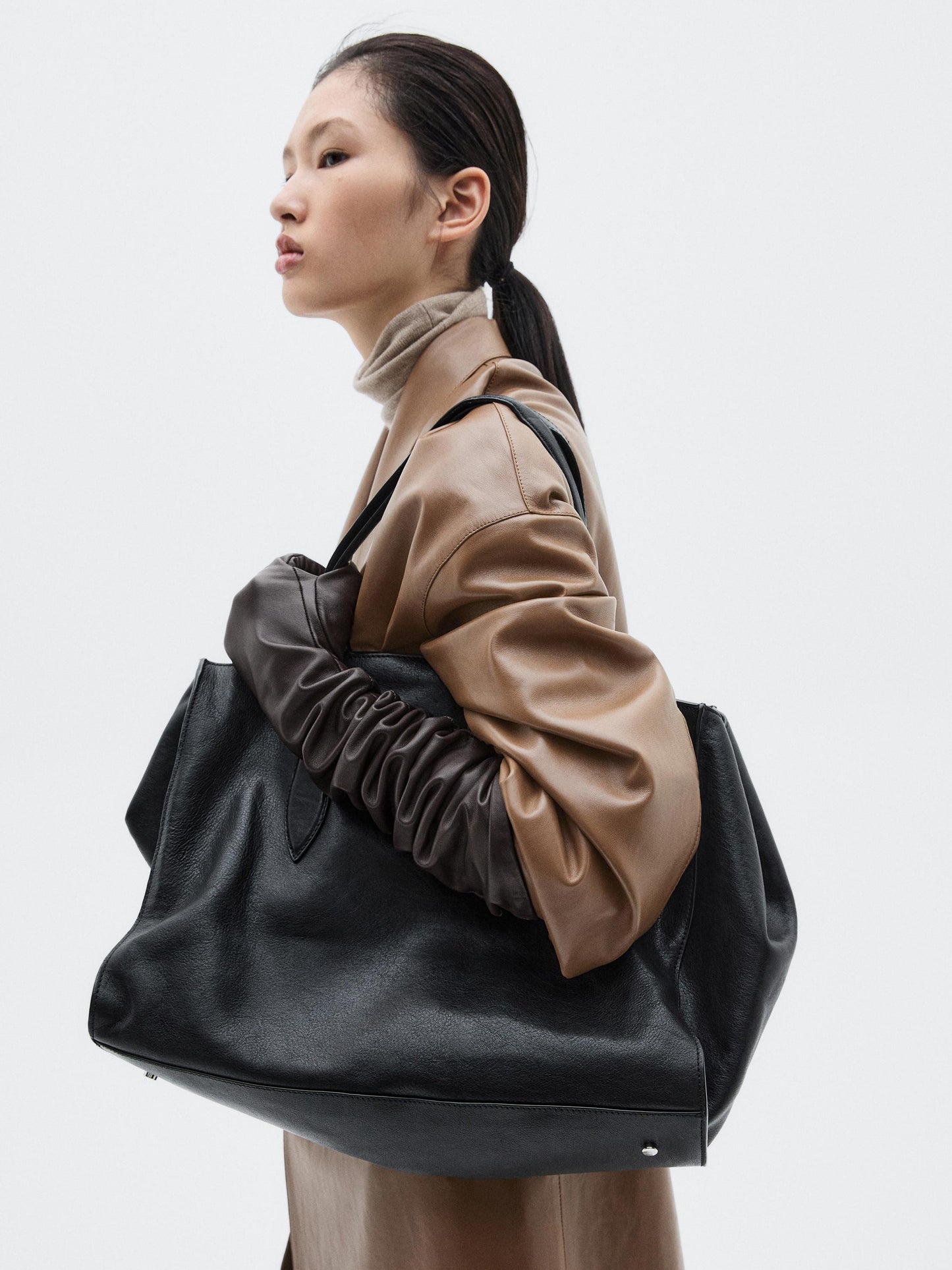 Long nappa leather coat