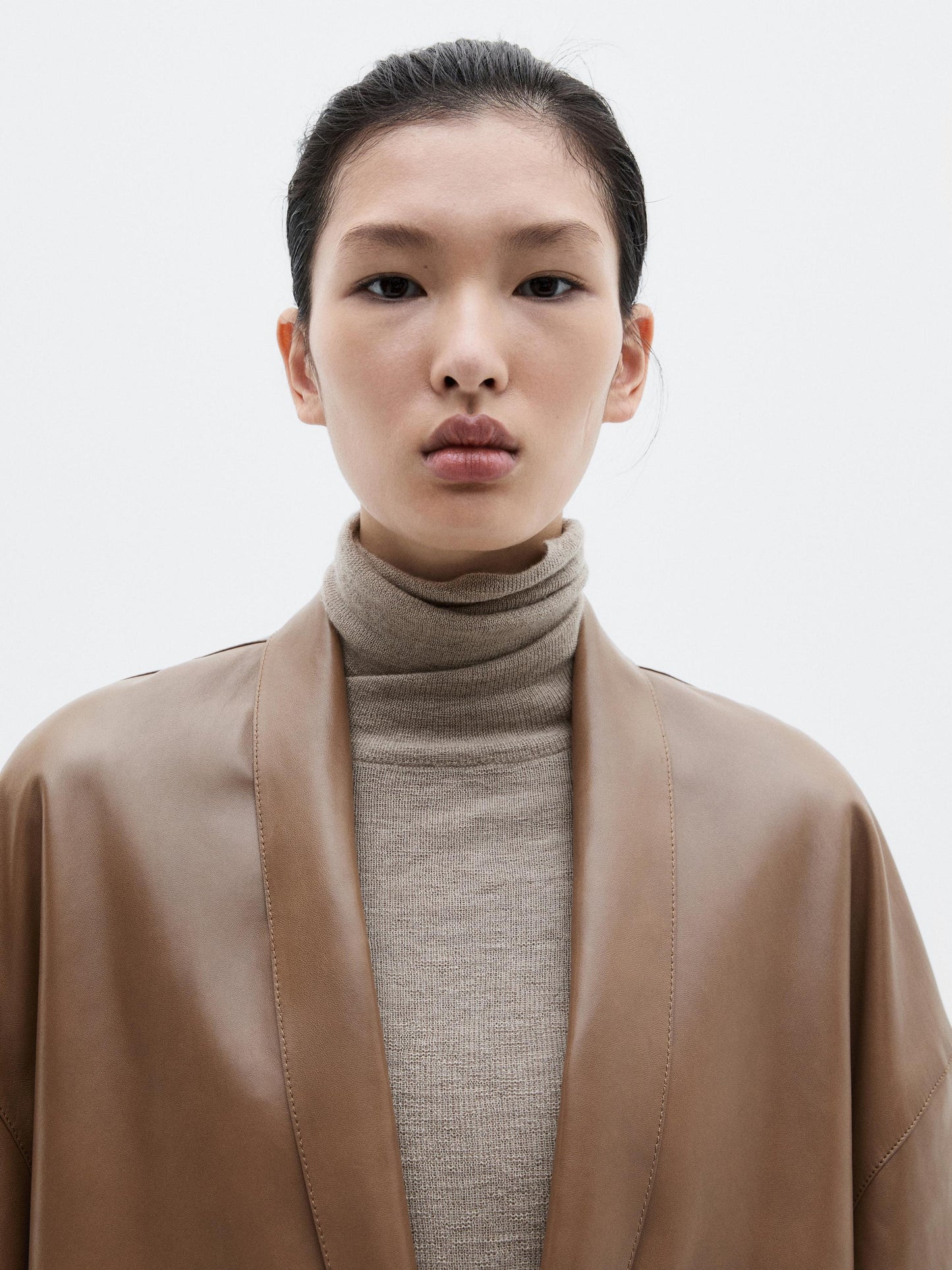 Long nappa leather coat