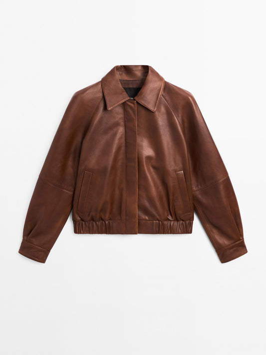 Waxed nappa leather jacket