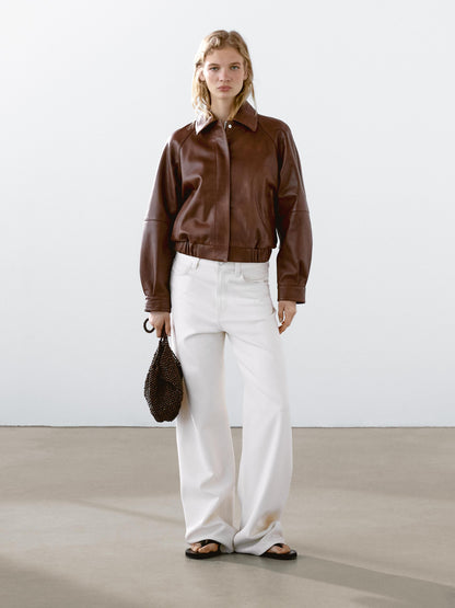 Waxed nappa leather jacket