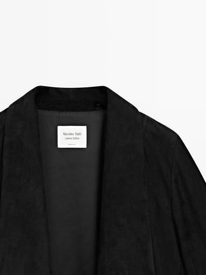 Short suede leather jacket
