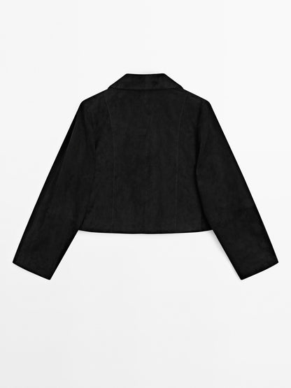 Short suede leather jacket