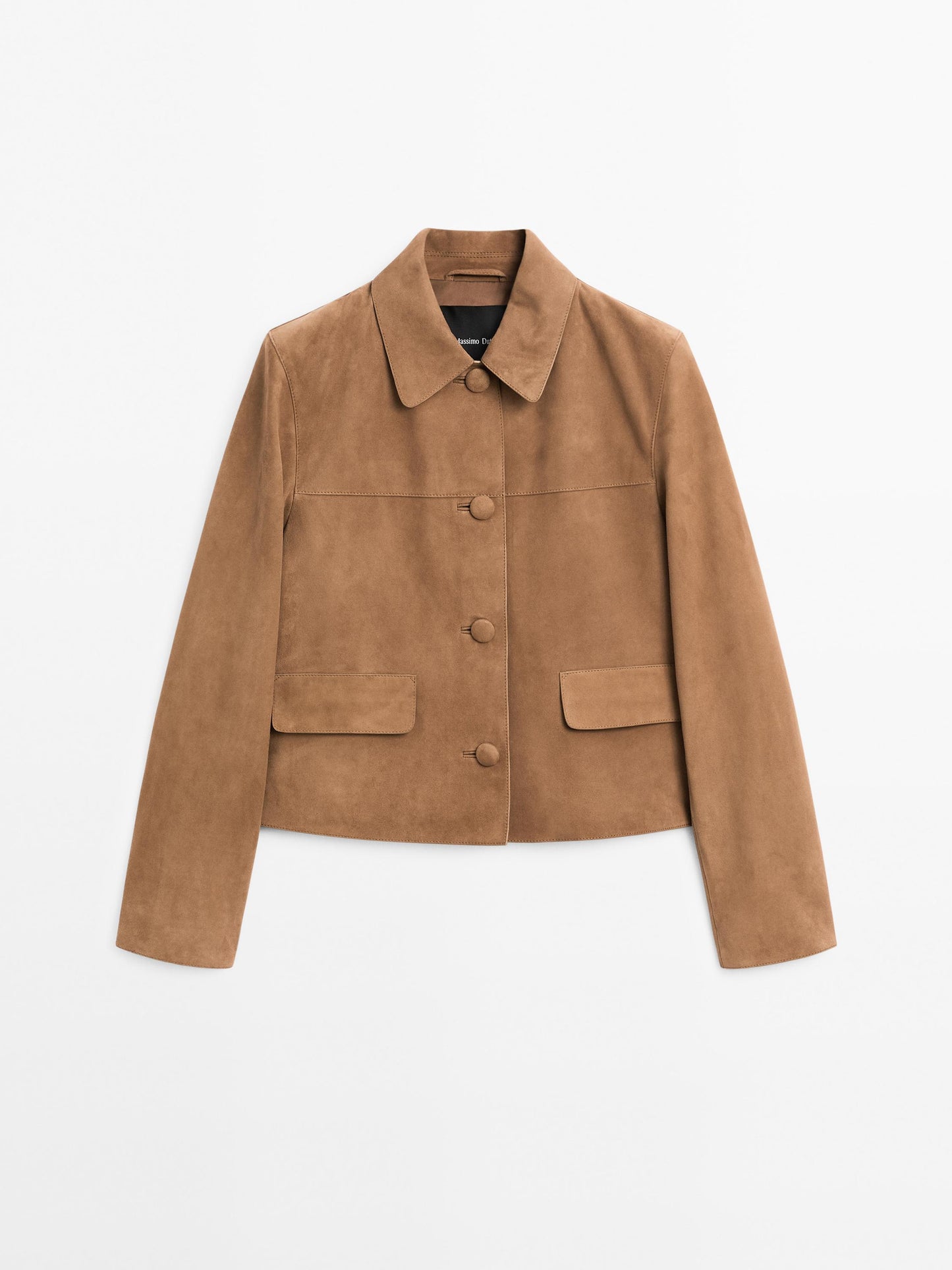 Suede leather jacket with lined buttons