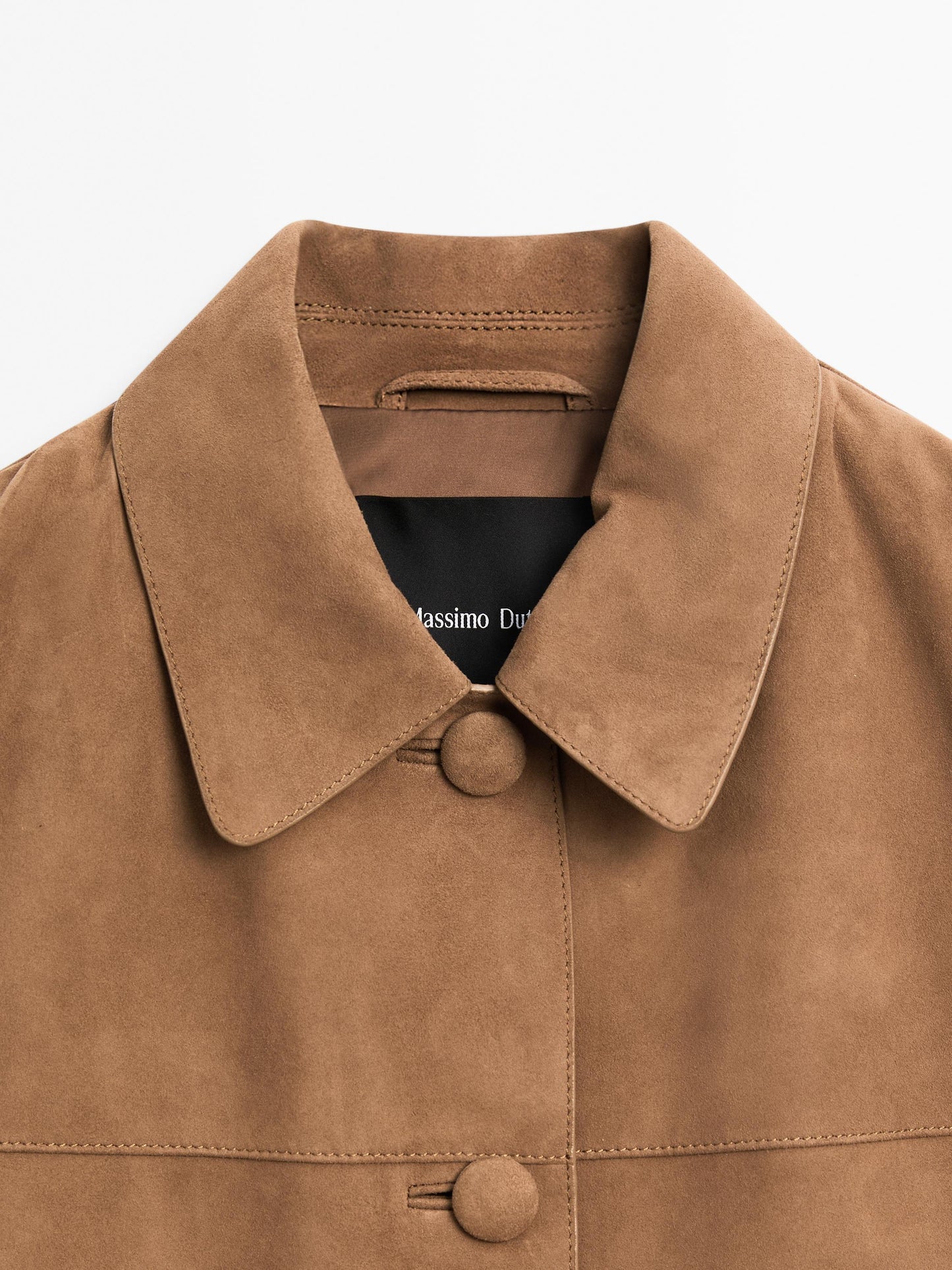 Suede leather jacket with lined buttons