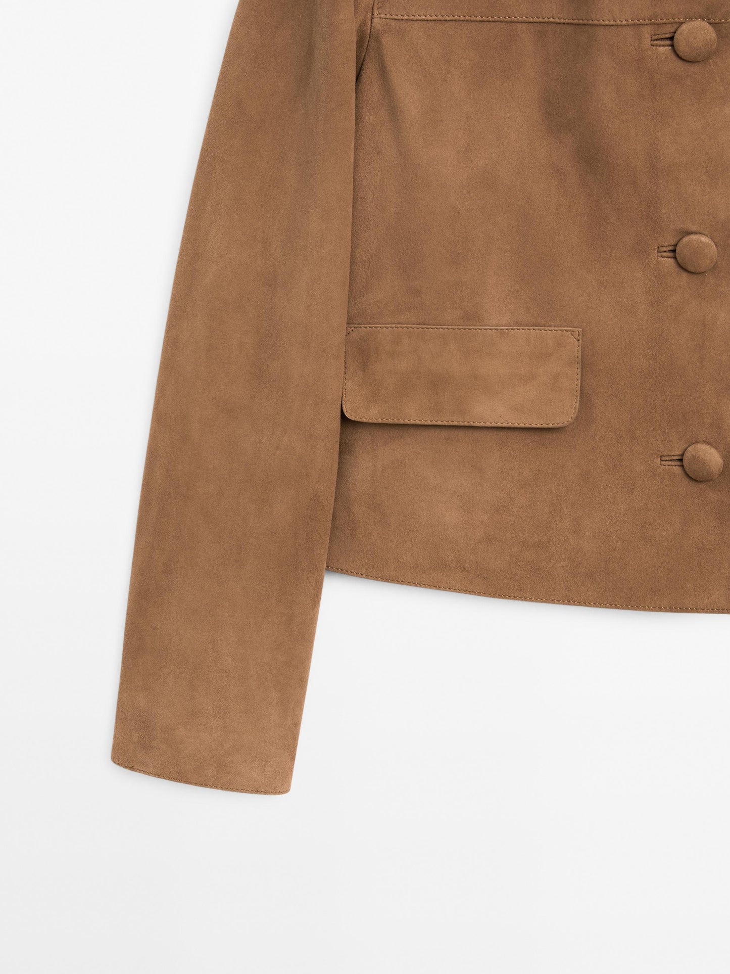 Suede leather jacket with lined buttons