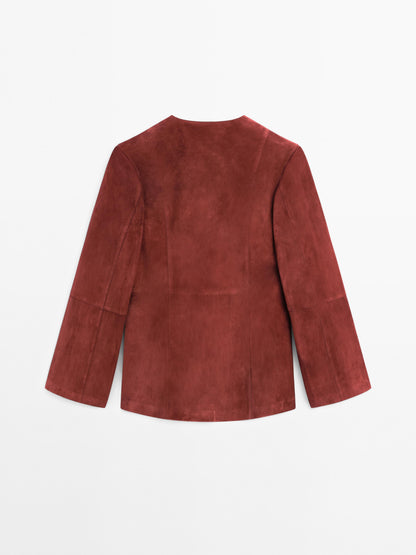 Crossover suede leather kimono