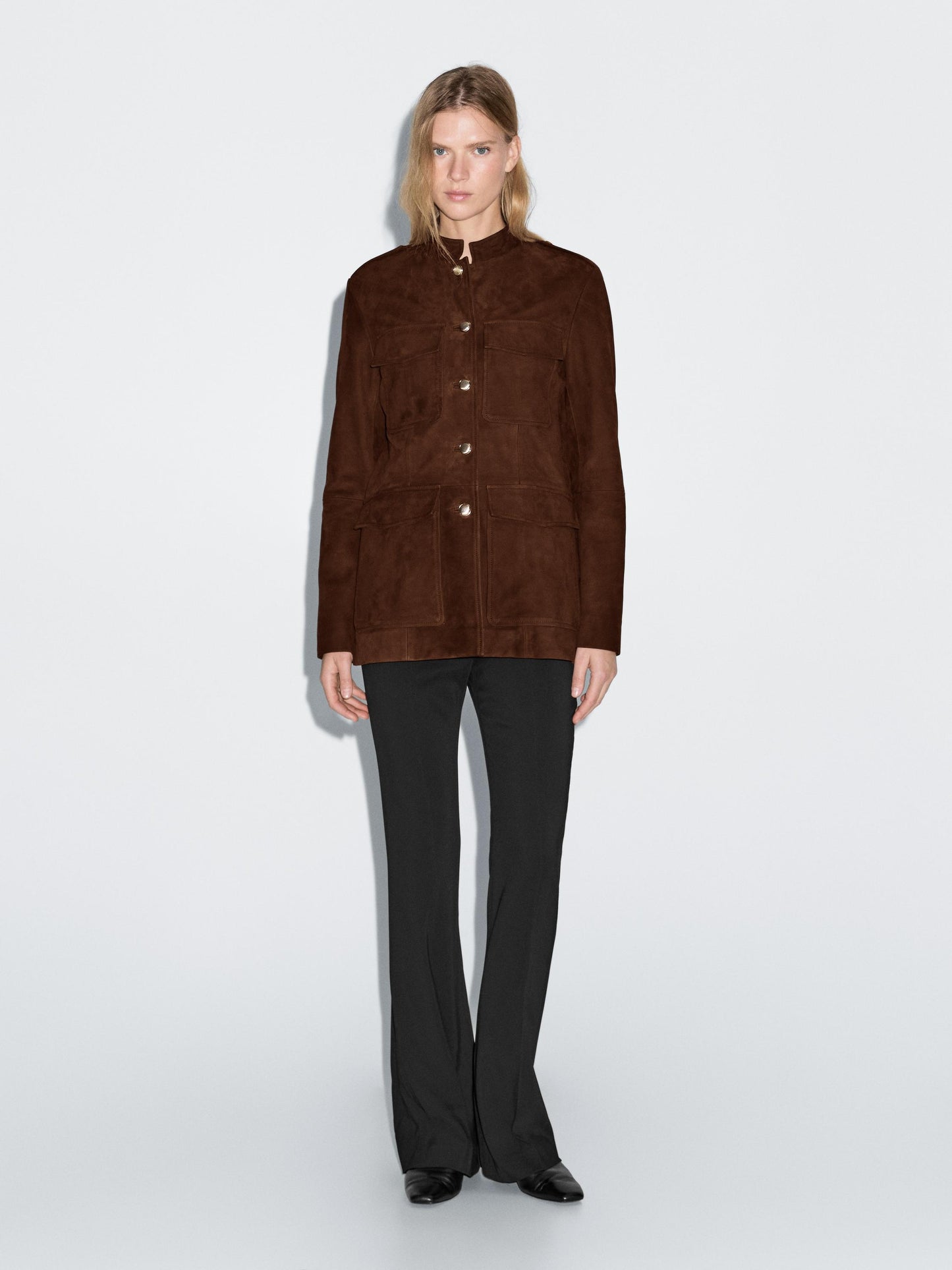 Suede leather safari jacket