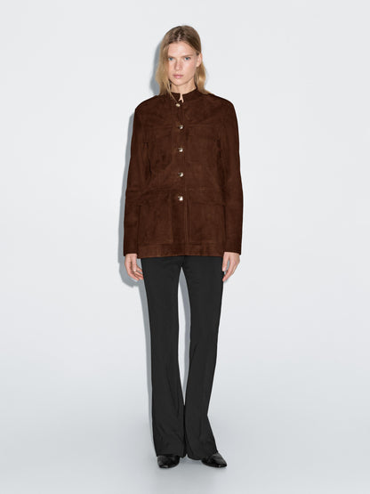 Suede leather safari jacket