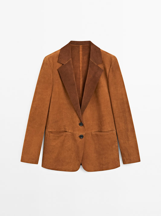 Fluid suede leather jacket