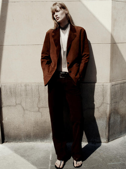 Fluid suede leather jacket