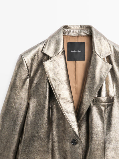 Metallic nappa leather blazer